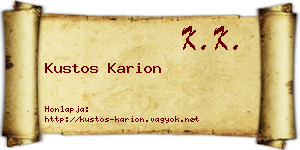 Kustos Karion névjegykártya